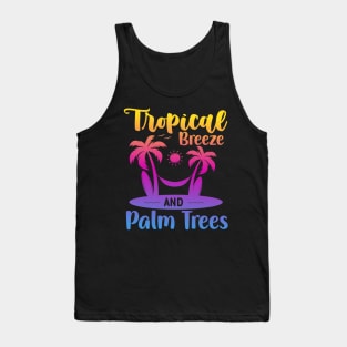 Tropical Breeze And Palm Trees Hello Summer Beach Vacation Tank Top